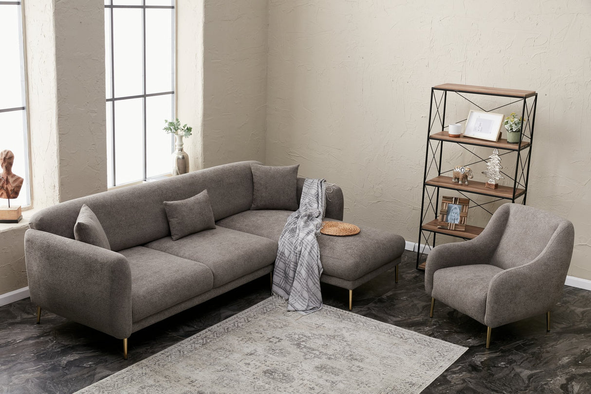 Corner sofa with sleeping function right Simena Gray - Golden Poot