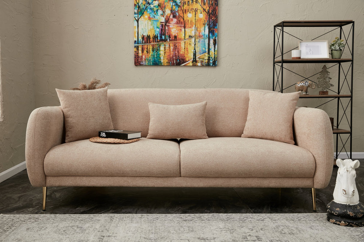 3-seater sofa bed Simena Beige Gold