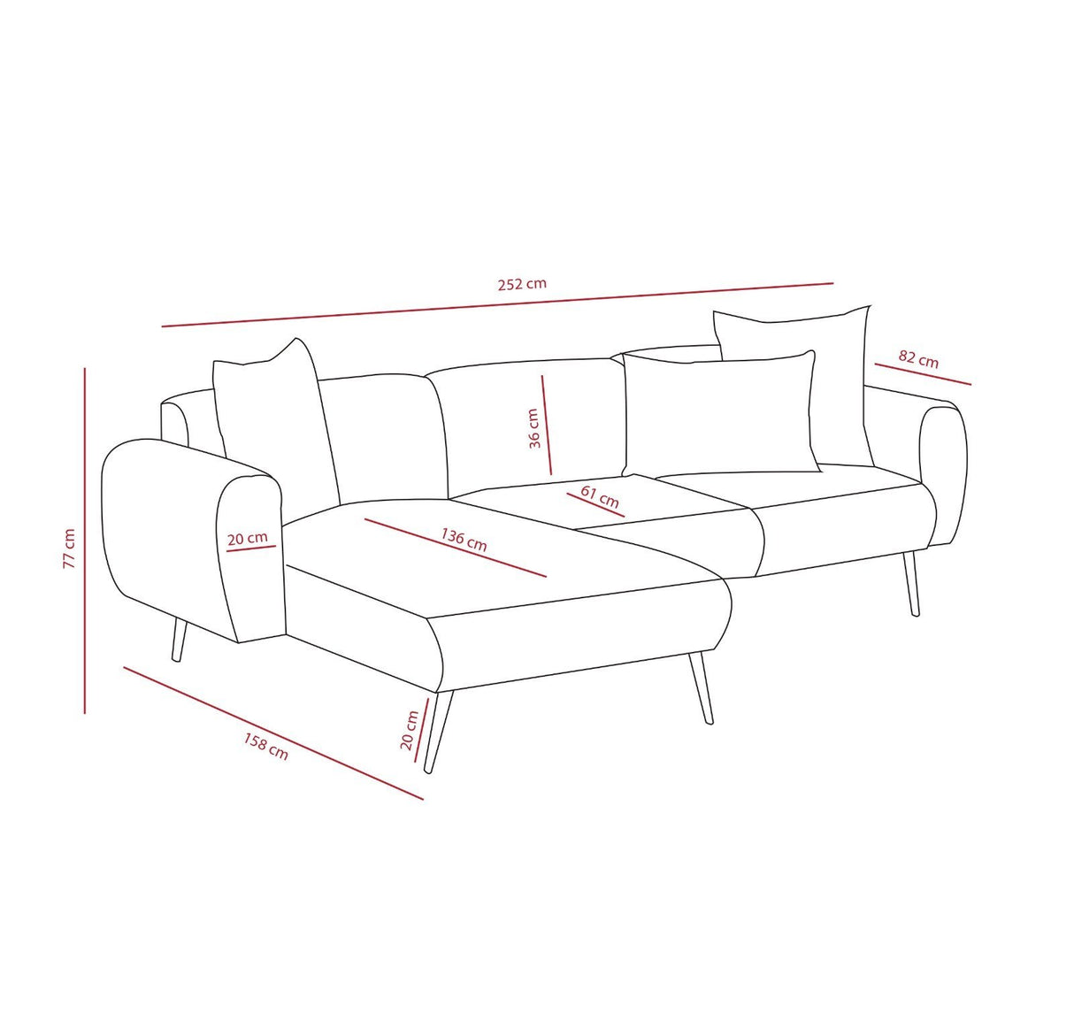 Corner sofa Right Side cream