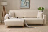 Corner sofa with sleeping function on the left mane cream