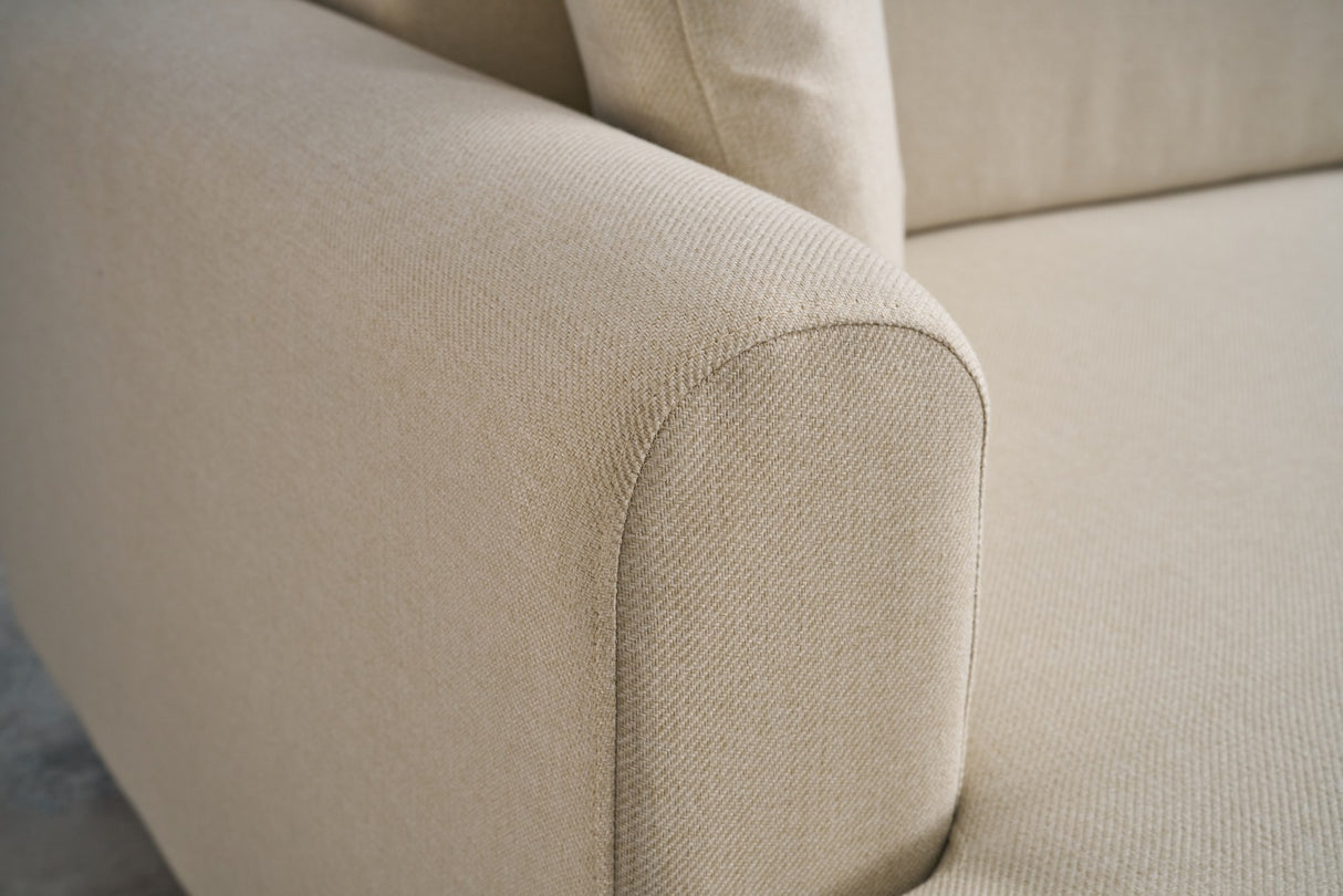 Corner sofa with sleeping function on the left mane cream