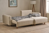 Corner sofa with sleeping function on the right mane cream