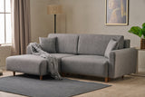 Corner sofa with sleeping function on the left man gray