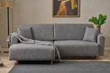 Corner sofa with sleeping function on the left man gray