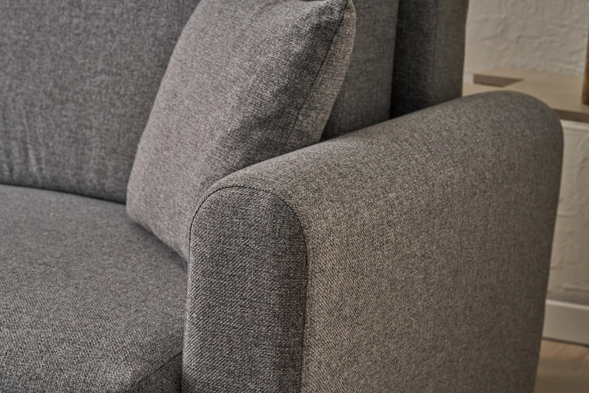 Corner sofa with sleeping function on the left man gray