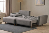 Corner sofa with sleeping function on the left man gray