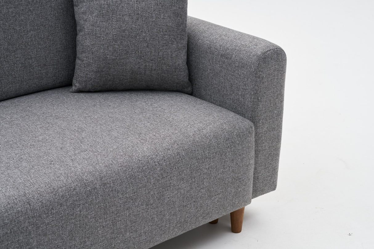 Corner sofa with sleeping function on the left man gray