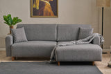 Corner sofa with sleeping function on the right man gray