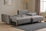 Corner sofa with sleeping function on the right man gray