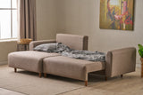 Corner sofa with sleeping function on the left mane brown