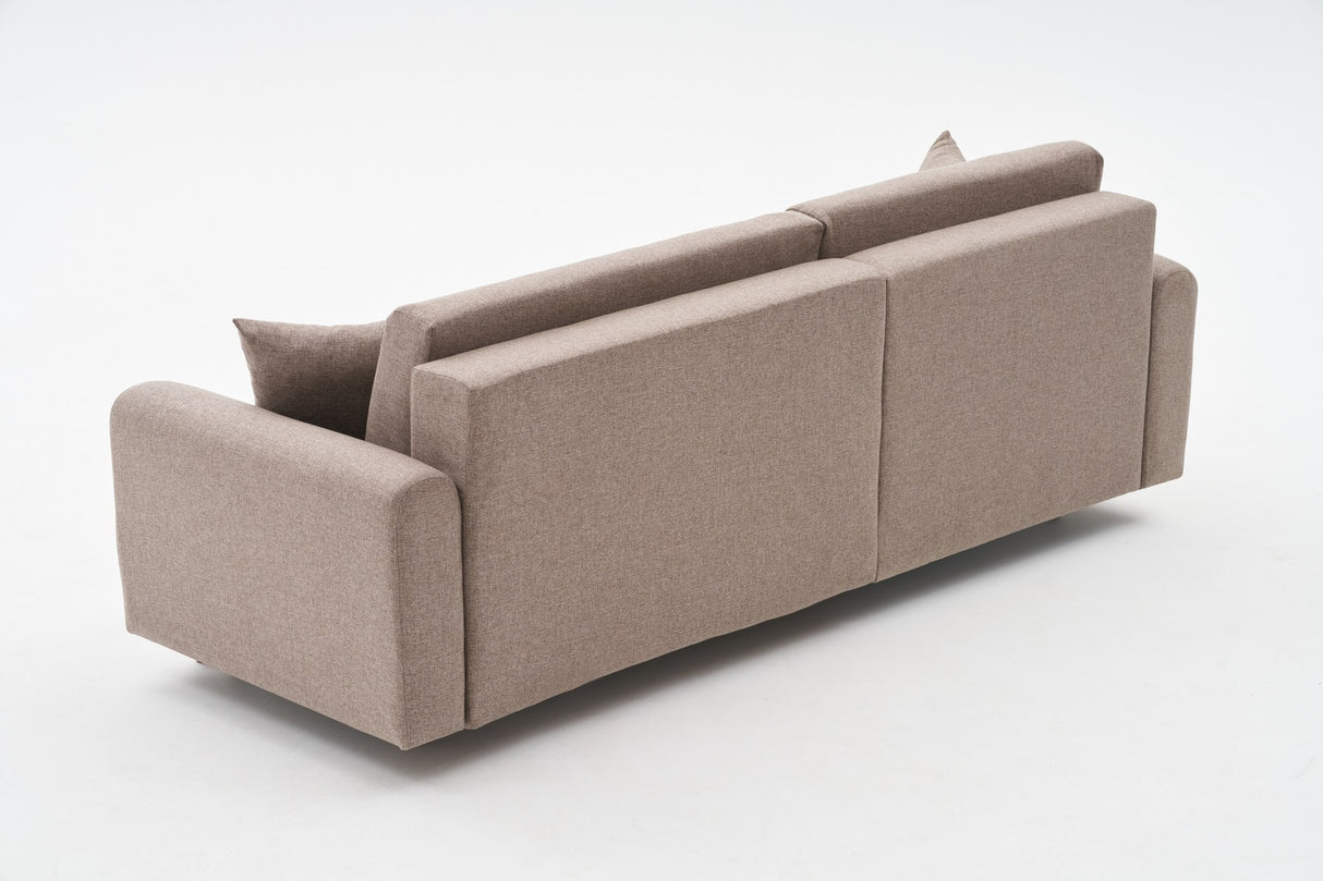 Corner sofa with sleeping function on the left mane brown