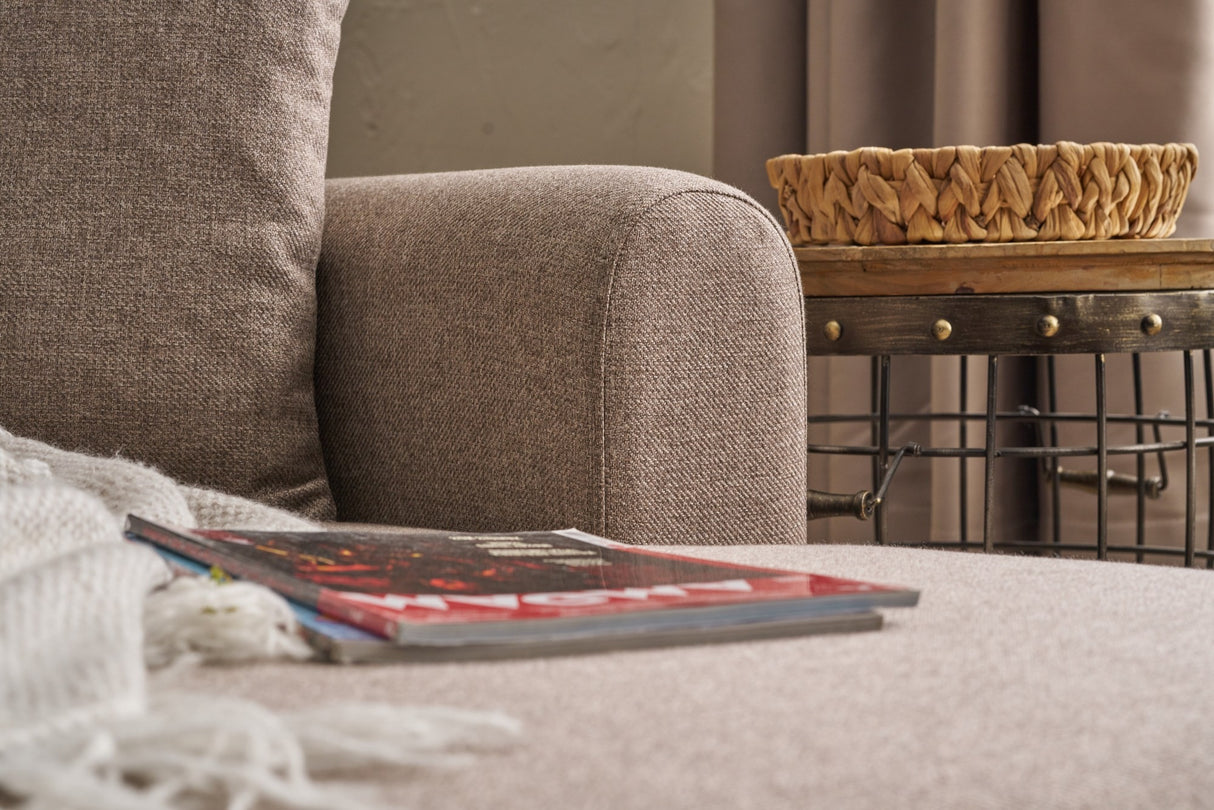 Corner sofa with sleeping function on the right mane brown