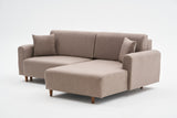 Corner sofa with sleeping function on the right mane brown