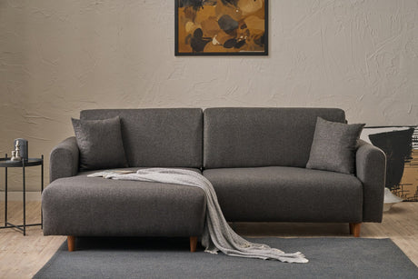 Corner sofa with sleeping function on the left man anthracite