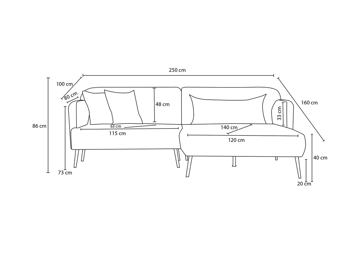 Corner sofa Right Revos Turquoise