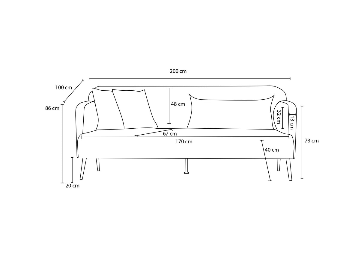 3-seater Bank Revos cream