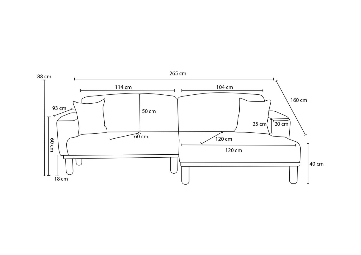 Corner sofa left rens gray