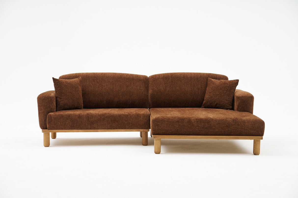 Corner sofa on the right rens brown copper colored