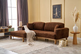 Corner sofa on the left rens brown copper -colored