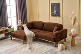 Corner sofa on the left rens brown copper -colored