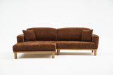 Corner sofa on the left rens brown copper -colored