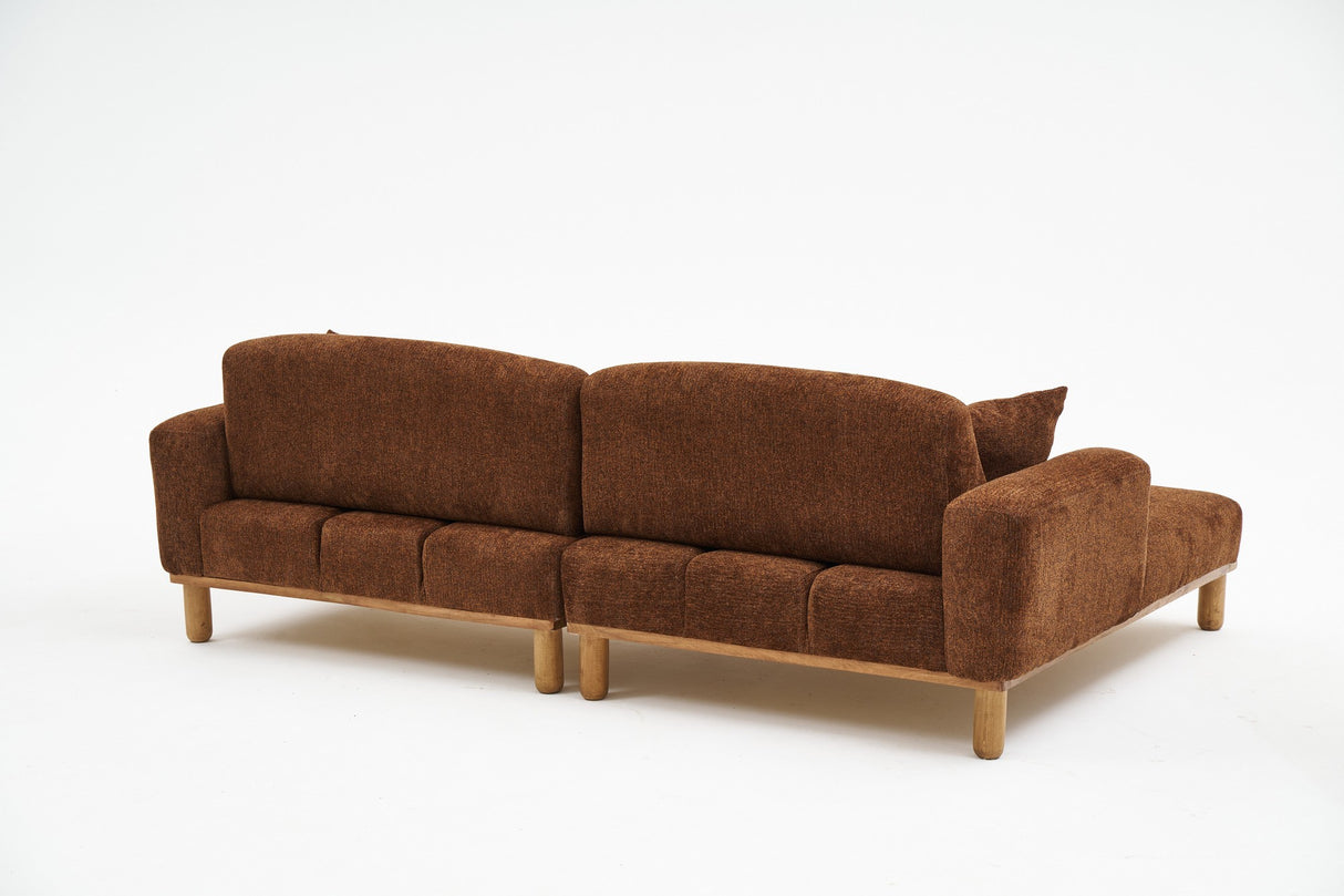 Corner sofa on the left rens brown copper -colored