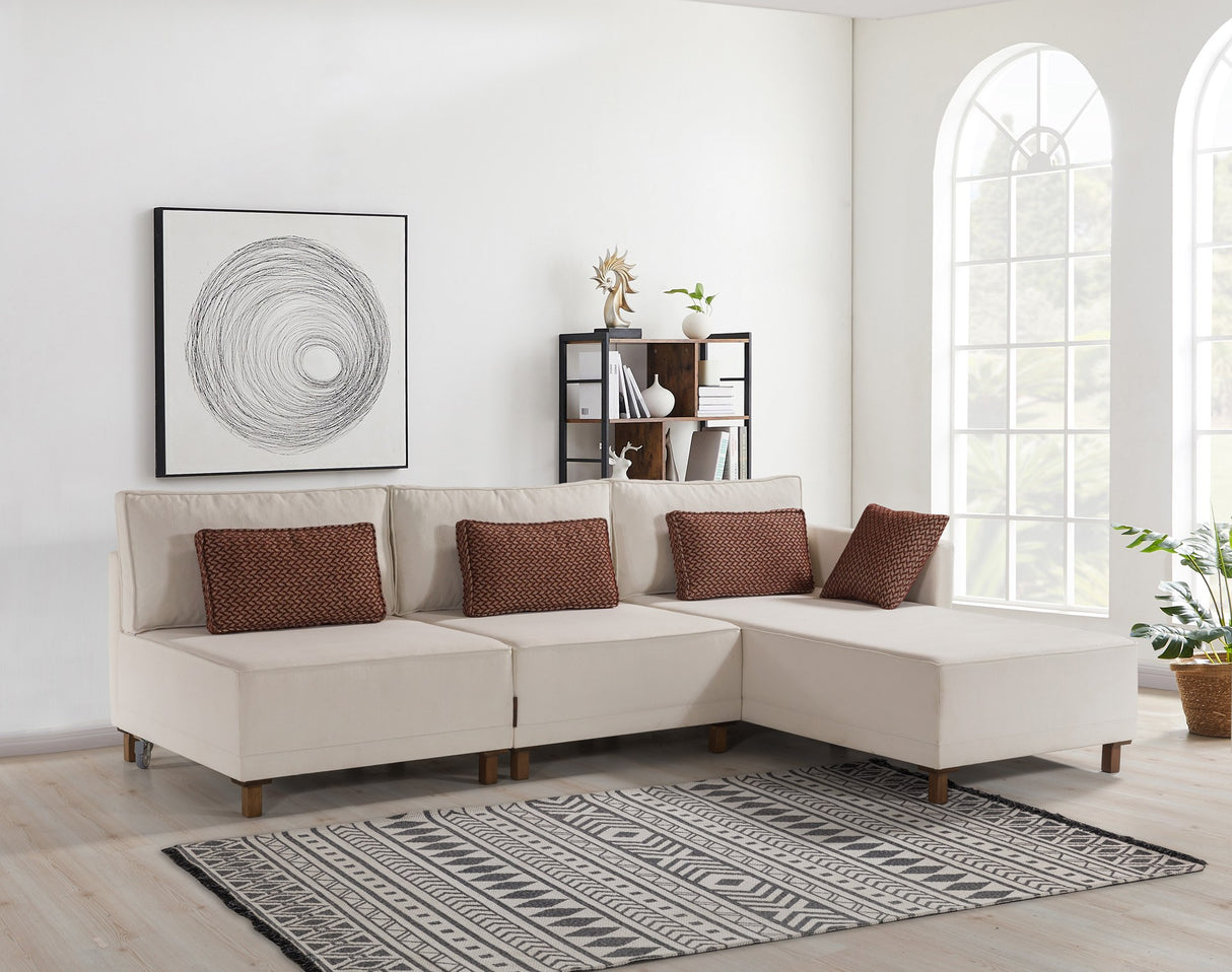 Corner sofa with sleep function on the right matris beige