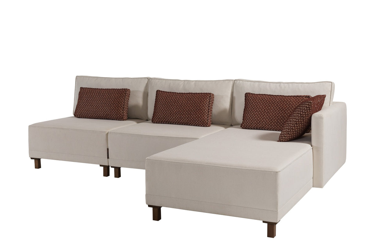 Corner sofa with sleep function on the right matris beige