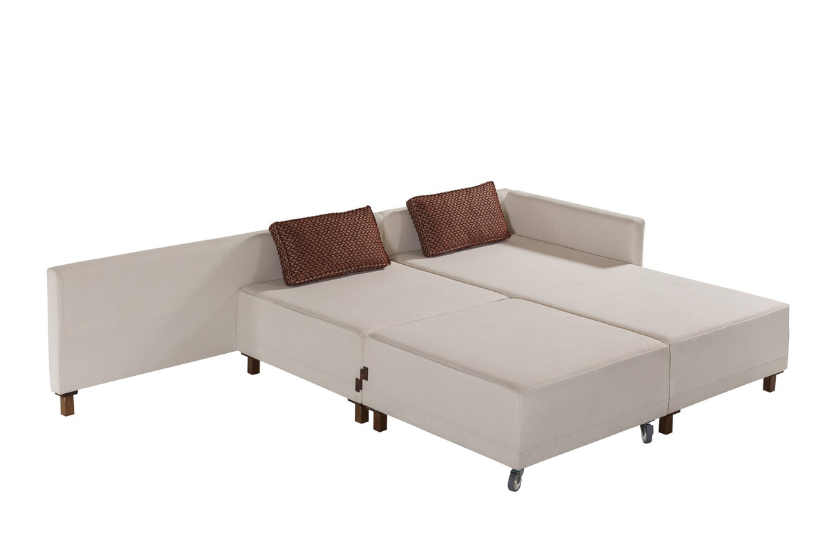 Corner sofa with sleep function on the right matris beige