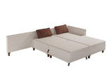 Corner sofa with sleep function on the right matris beige