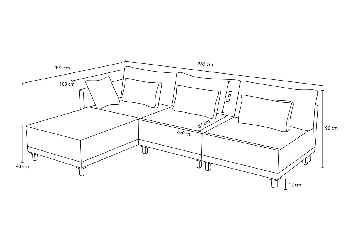 Corner sofa with sleep function on the right matris beige