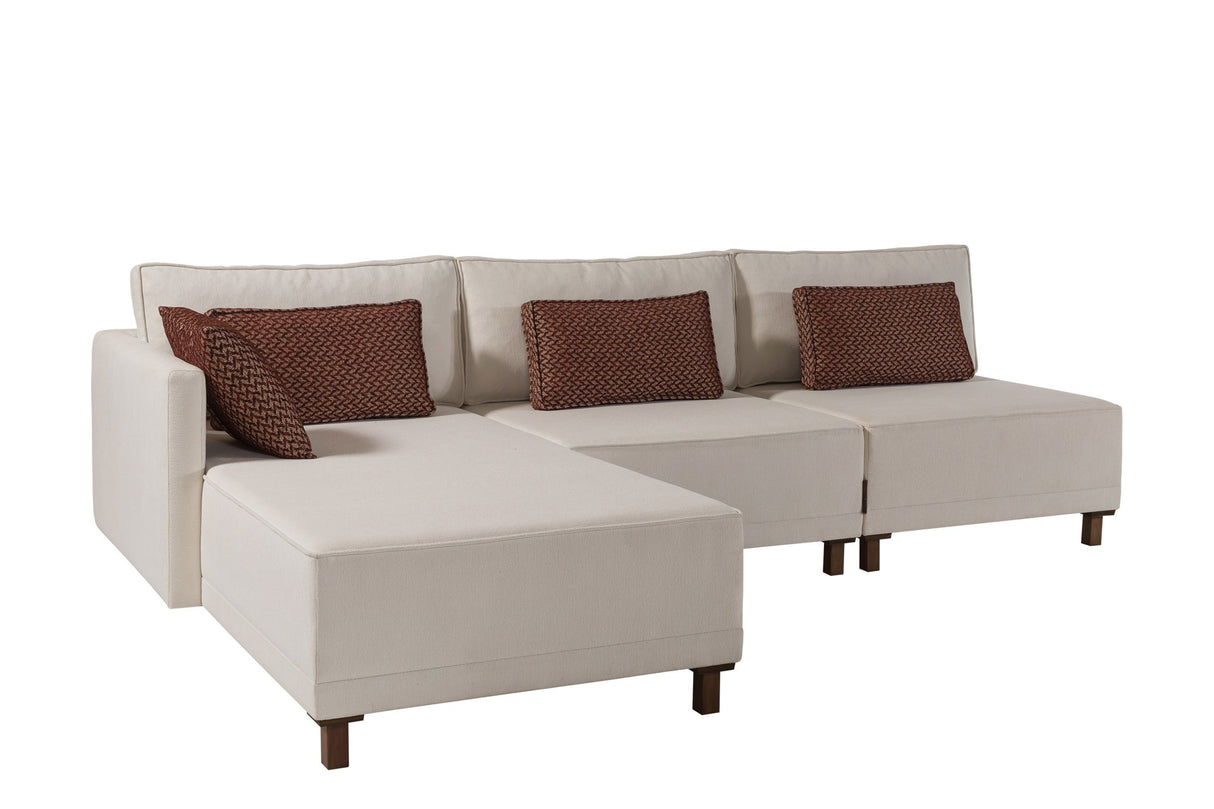 Corner sofa with sleeping function on the left matris beige