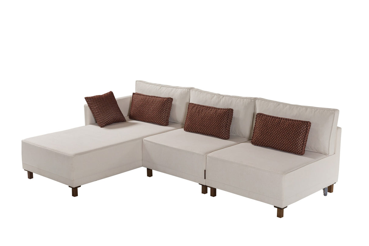 Corner sofa with sleeping function on the left matris beige