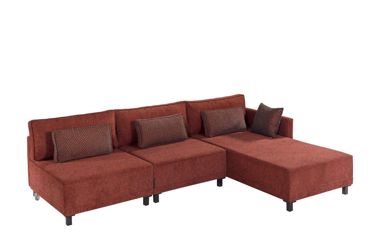 Corner sofa with sleep function on the right matris claret red