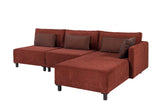 Corner sofa with sleep function on the right matris claret red