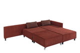 Corner sofa with sleep function on the right matris claret red