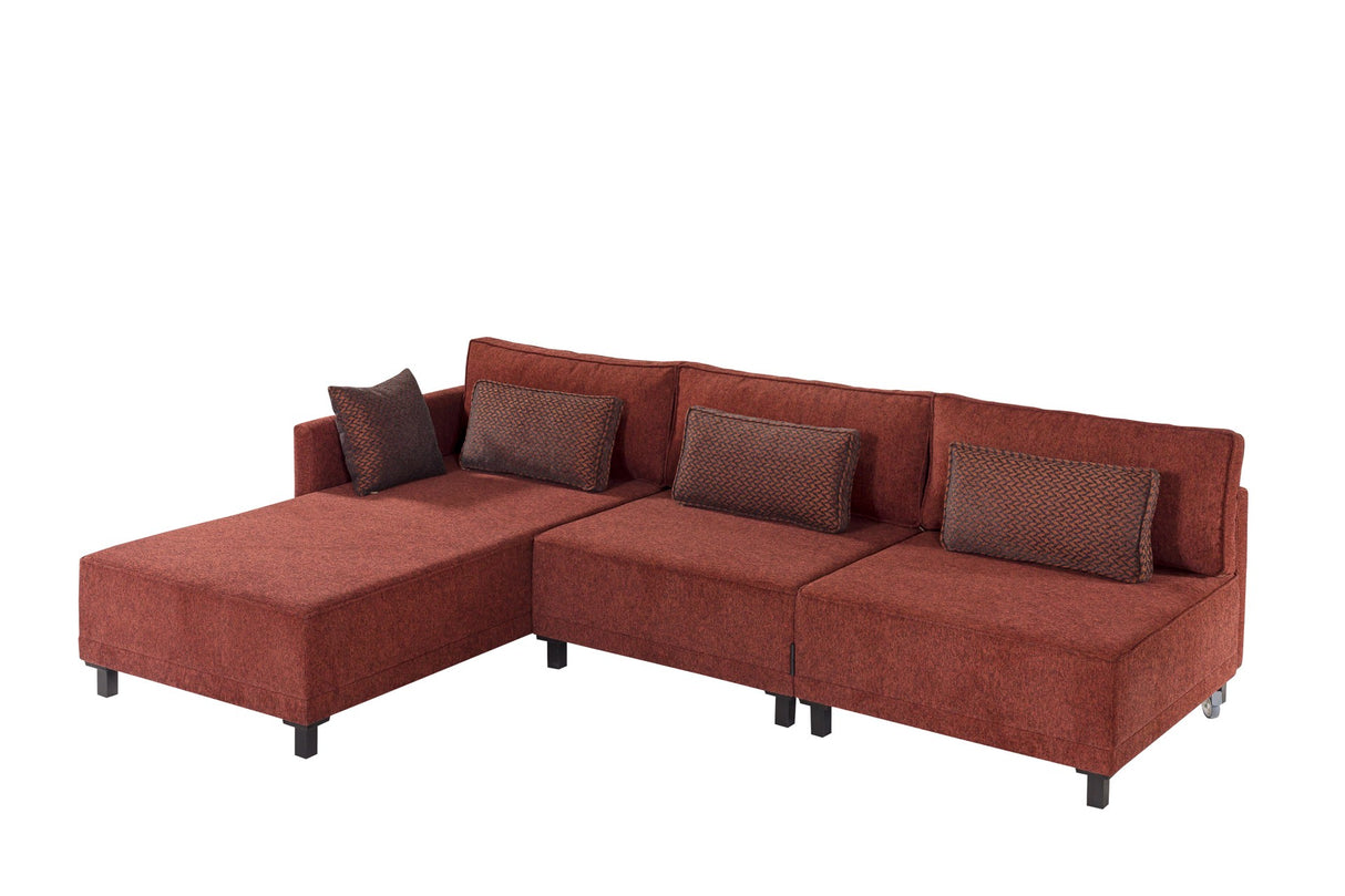 Corner sofa with sleeping function on the left matris claret red