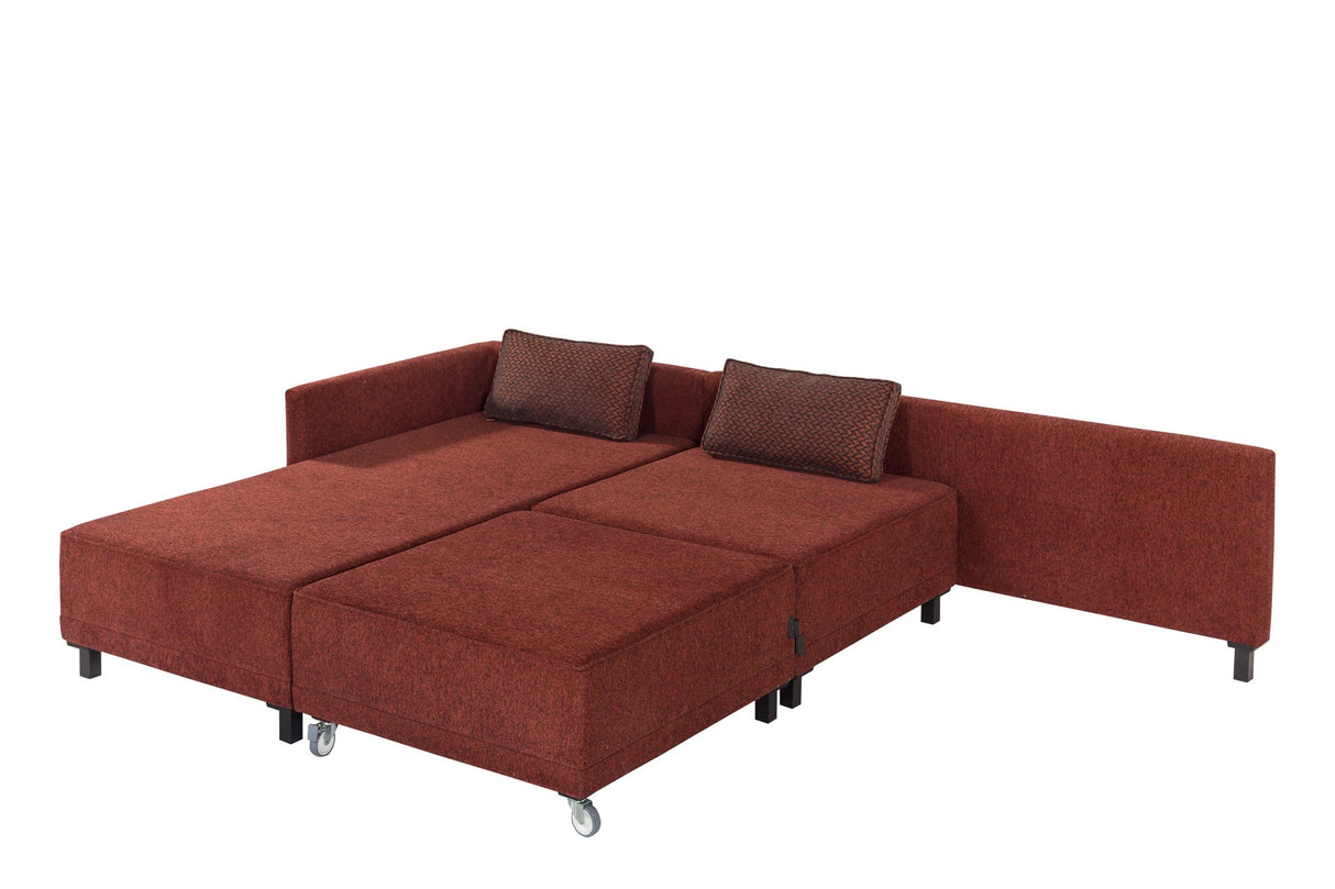 Corner sofa with sleeping function on the left matris claret red