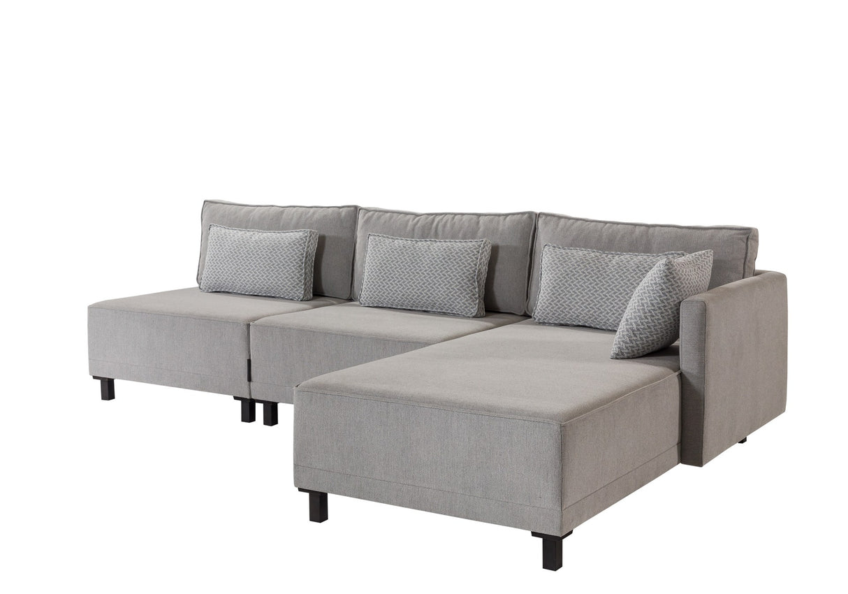 Corner sofa with sleep function on the right matris gray