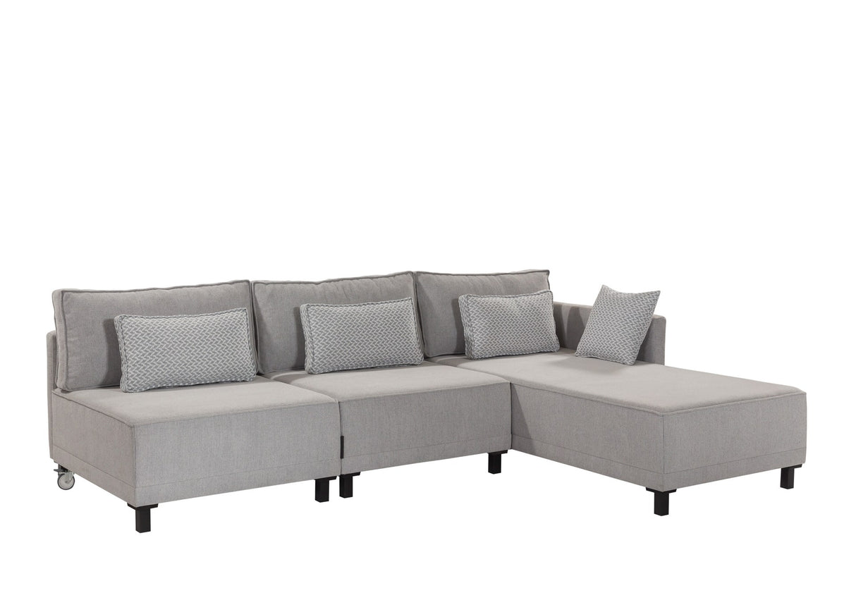 Corner sofa with sleep function on the right matris gray