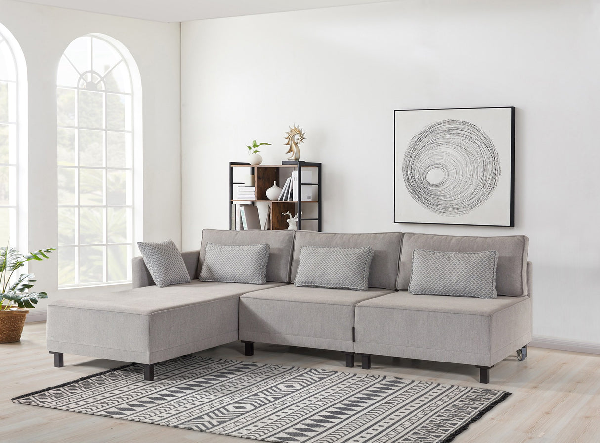 Corner sofa with sleeping function on the left matris gray