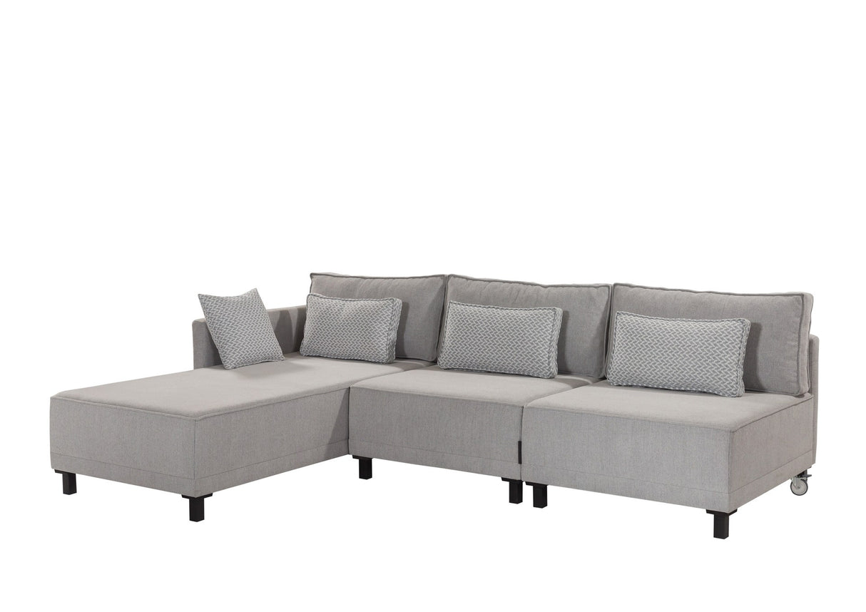 Corner sofa with sleeping function on the left matris gray