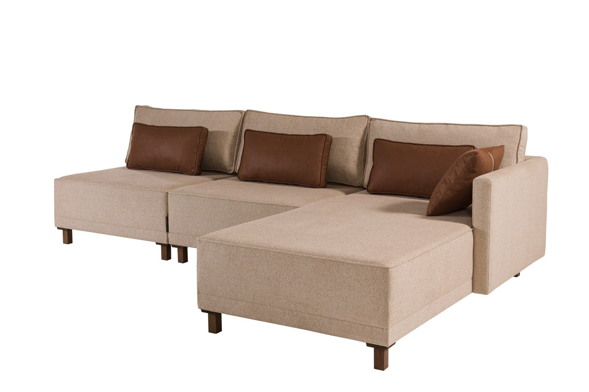 Corner sofa with sleep function on the right matris brown