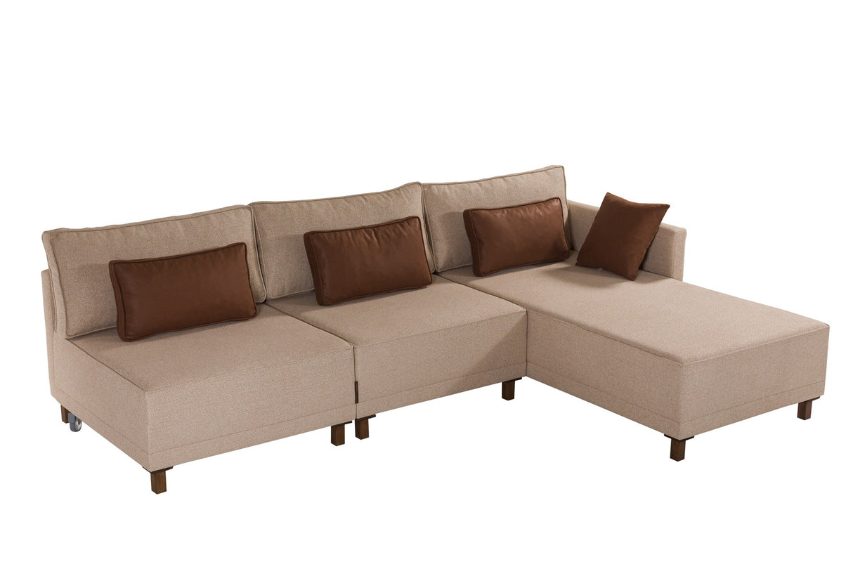 Corner sofa with sleep function on the right matris brown