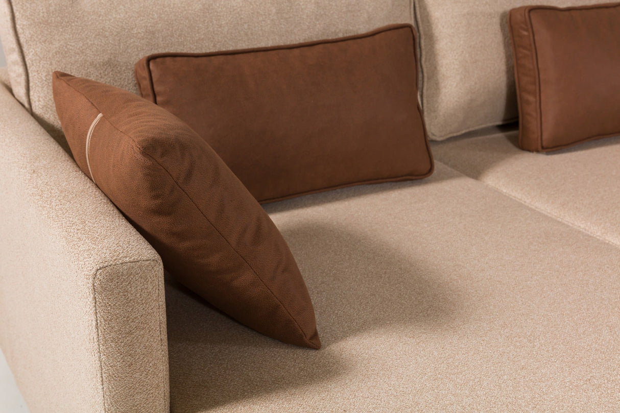 Corner sofa with sleeping function on the left matris brown