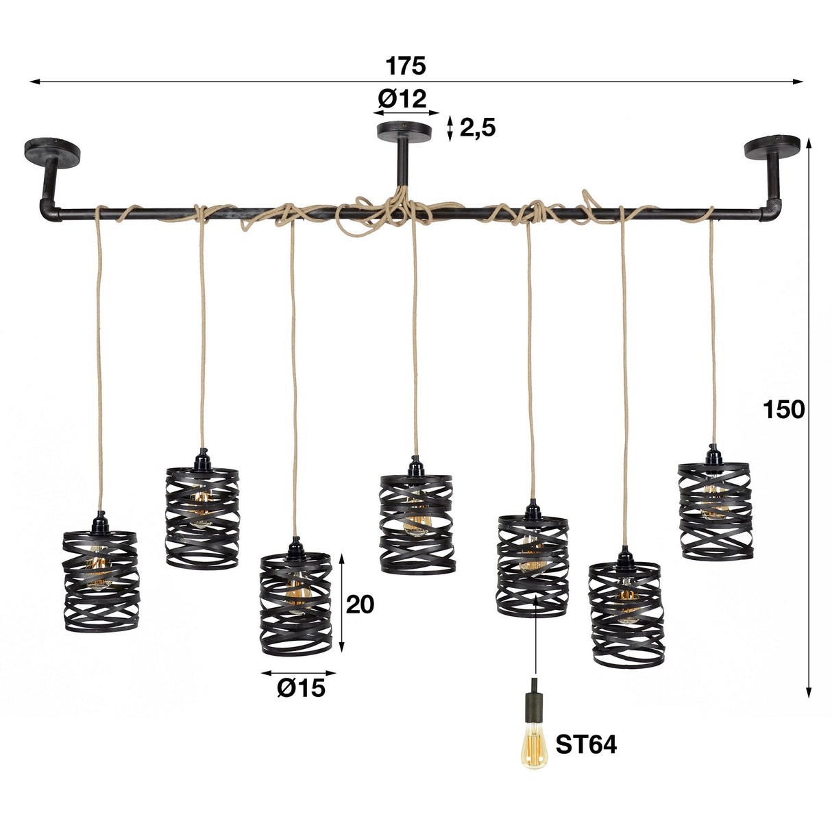 Hanging lamp twist -3 lamps