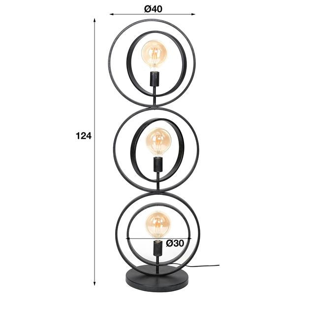 Vloerlamp Otan DH Interior Charcoal LxBxH 128x45x36 Metaal Witfoto maatindicatie