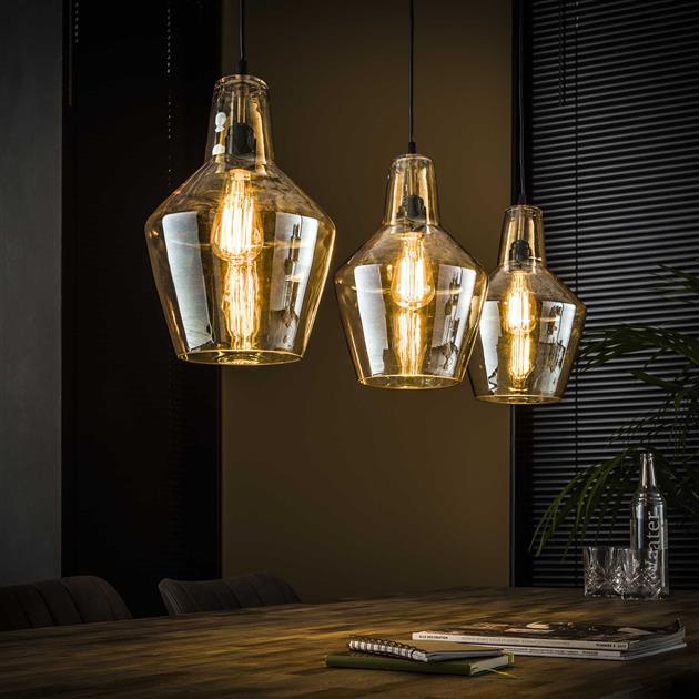 Industrial hanging lamp Dace 3-light Amber