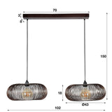 Hanglamp Jill DH Interior Zwart LxBxH 88x49x29 Nikkel Witfoto maatindicatie