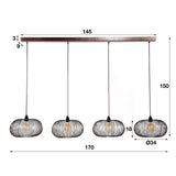 Hanglamp Jill DH Interior Zwart LxBxH 152x40x28 Nikkel Witfoto maatindicatie